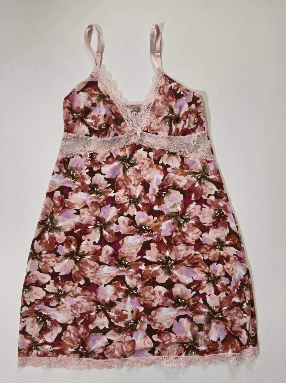 Nicole Miller Floral Sleepwear Nightgown Womens Small Pink Purple Floral